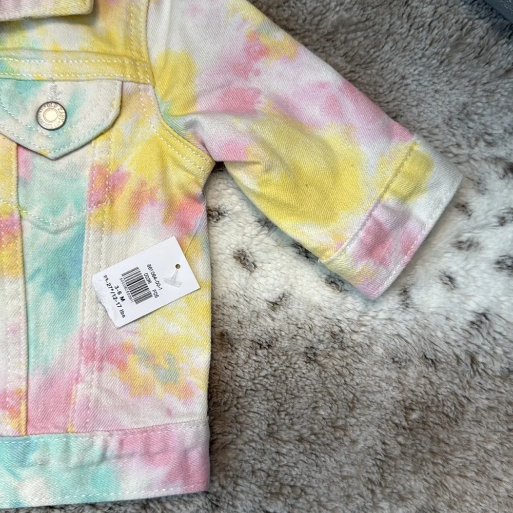 NWT! Old Navy rainbow tie dye jean jacket baby girls 3-6 months girlhoodcore